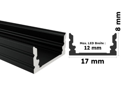 Schwarzes Aluminium Aufputzprofil Elbe