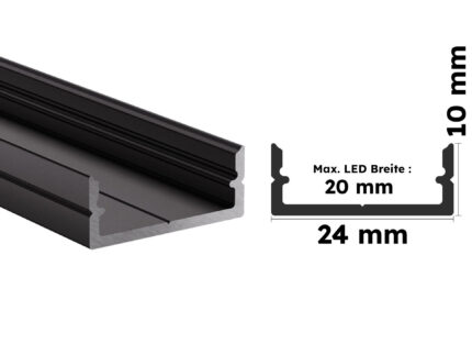 Schwarzes Aluminium Aufputzprofil Bille