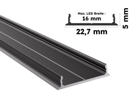 Schwarzes Aluminium Aufputzprofil Leine
