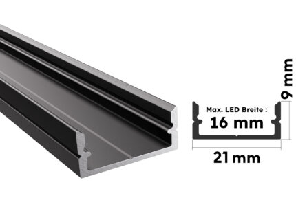 Schwarzes Aluminium Aufputzprofil Saar