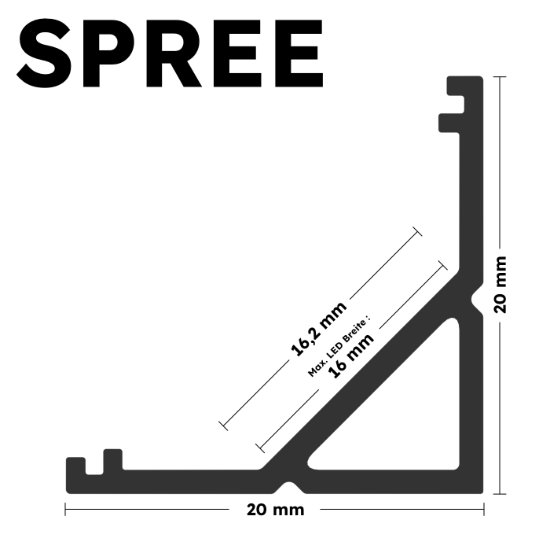 LED Alu Profile Eckprofil für 16mm LED-Streifen (kompatibel mit Philips Hue) mit einklickbarer Abdeckung - SPREE – Bild 2