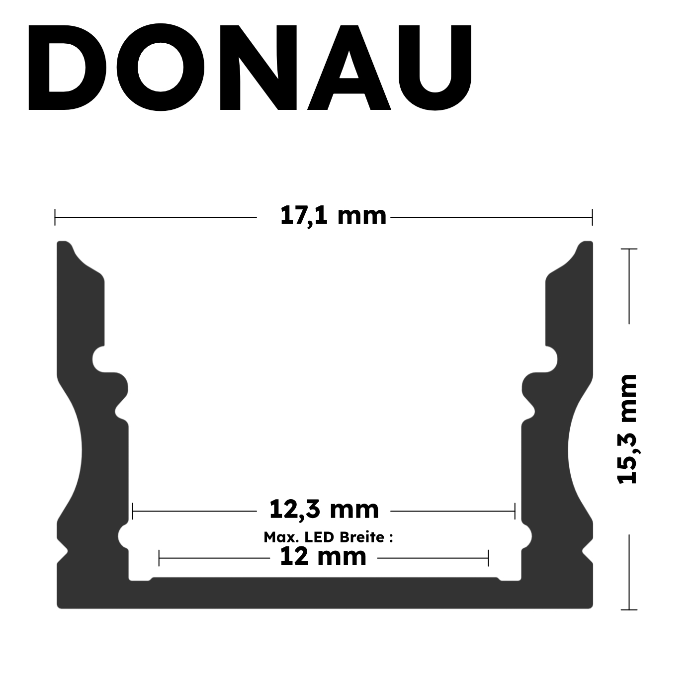 LED Alu Profile Aufputzprofil AGR / U-Profil für 12 mm LED-Streifen - DONAU – Bild 48