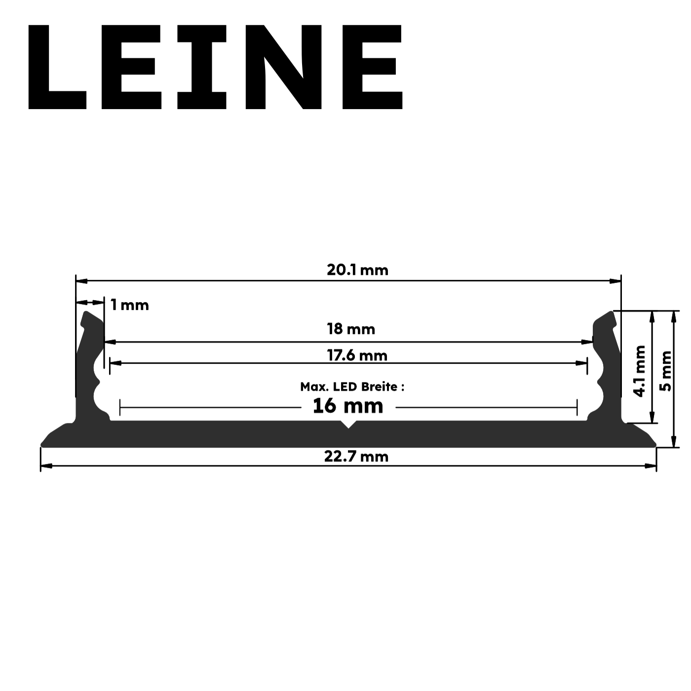 LED Alu Profile Aufputzprofil / U-Profil für 16 mm LED-Streifen - LEINE – Bild 2