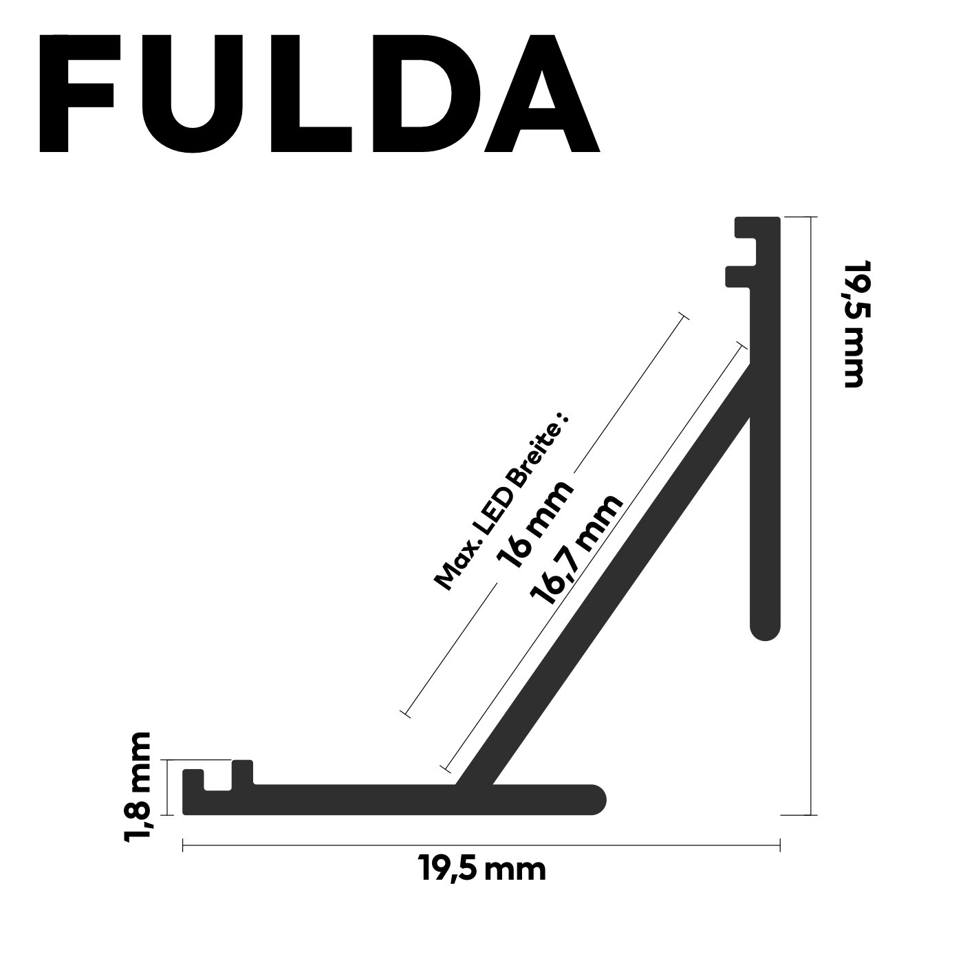 LED Alu Profile Eckprofil / Winkelprofil für 16 mm LED-Streifen - FULDA – Bild 14