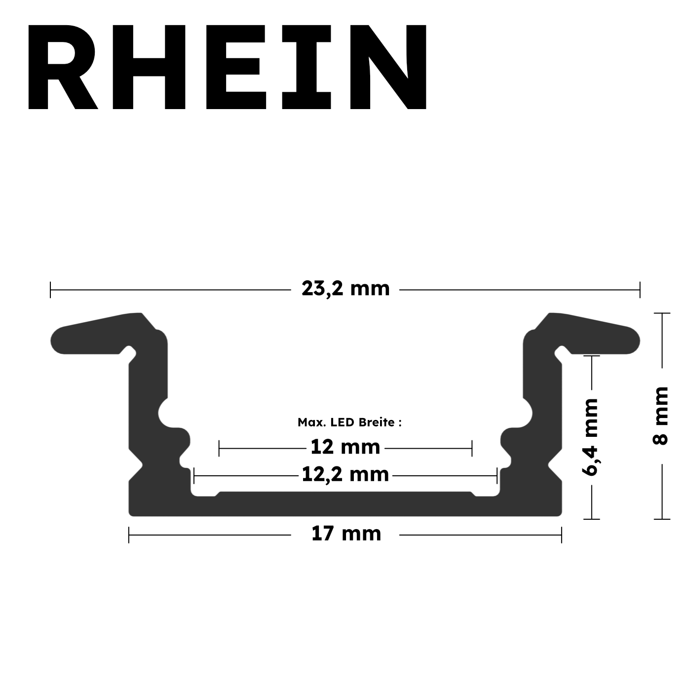 LED Alu Profile Einbauprofil / Flügel-Profil für 12 mm LED-Streifen - RHEIN – Bild 14