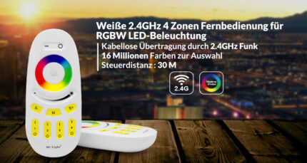 4 Zonen Fernbedienung | RGBW | 2,4 GHz | Weiß | Miboxer | FUT096