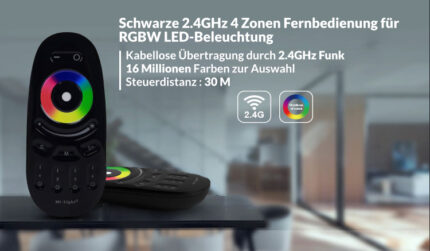 4 Zonen Fernbedienung | RGBW | 2,4 GHz | Schwarz | Miboxer | FUT096-B